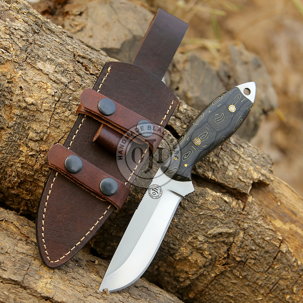 EDC - DC 53 Steel TACTICAL Knife Black Linen Micarta Handle