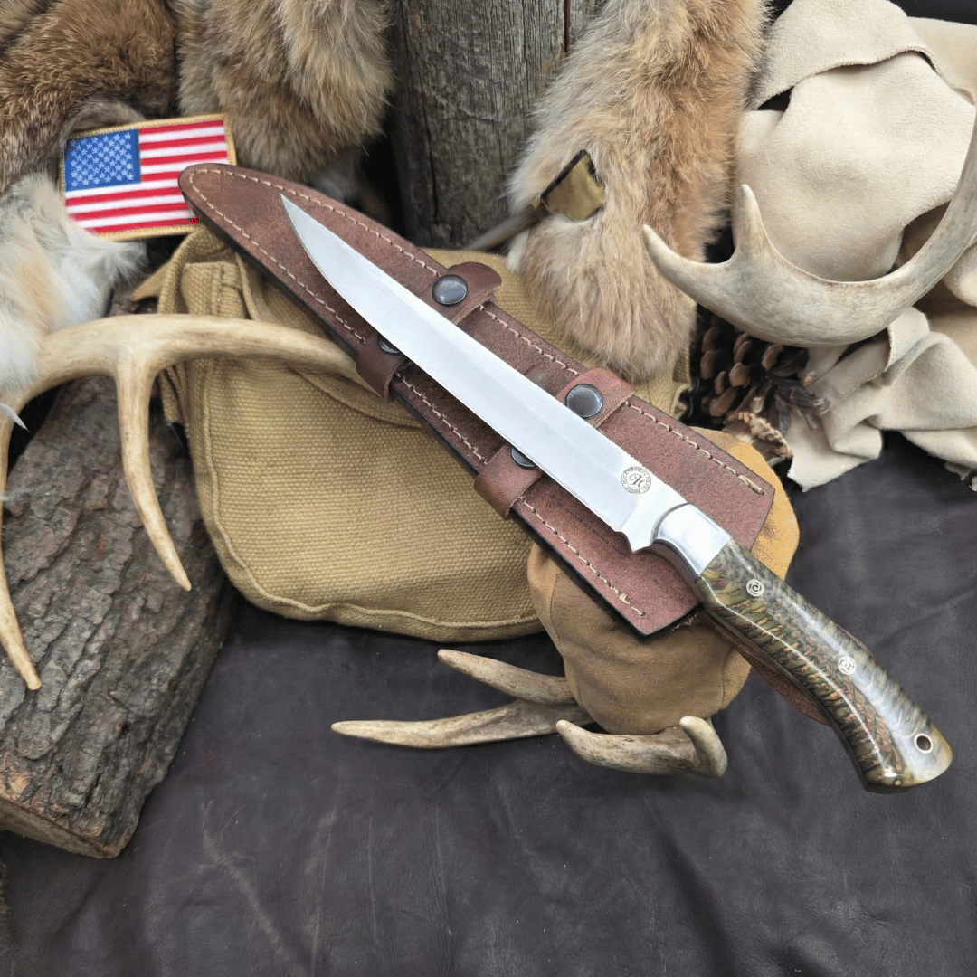 FILLET Knife 440 C Steel Green Pine Cone Handle