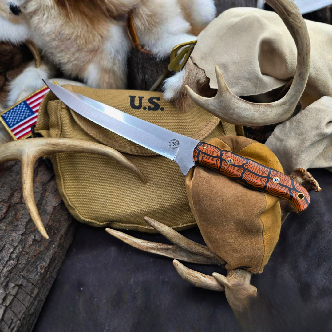 FILLET Knife 440 C Steel RED MICARTA Handle