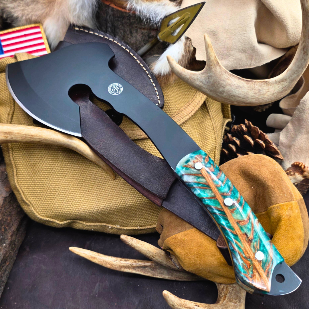Handmade D2 Steel AXE HATCHET Camping Pine Cone Handle