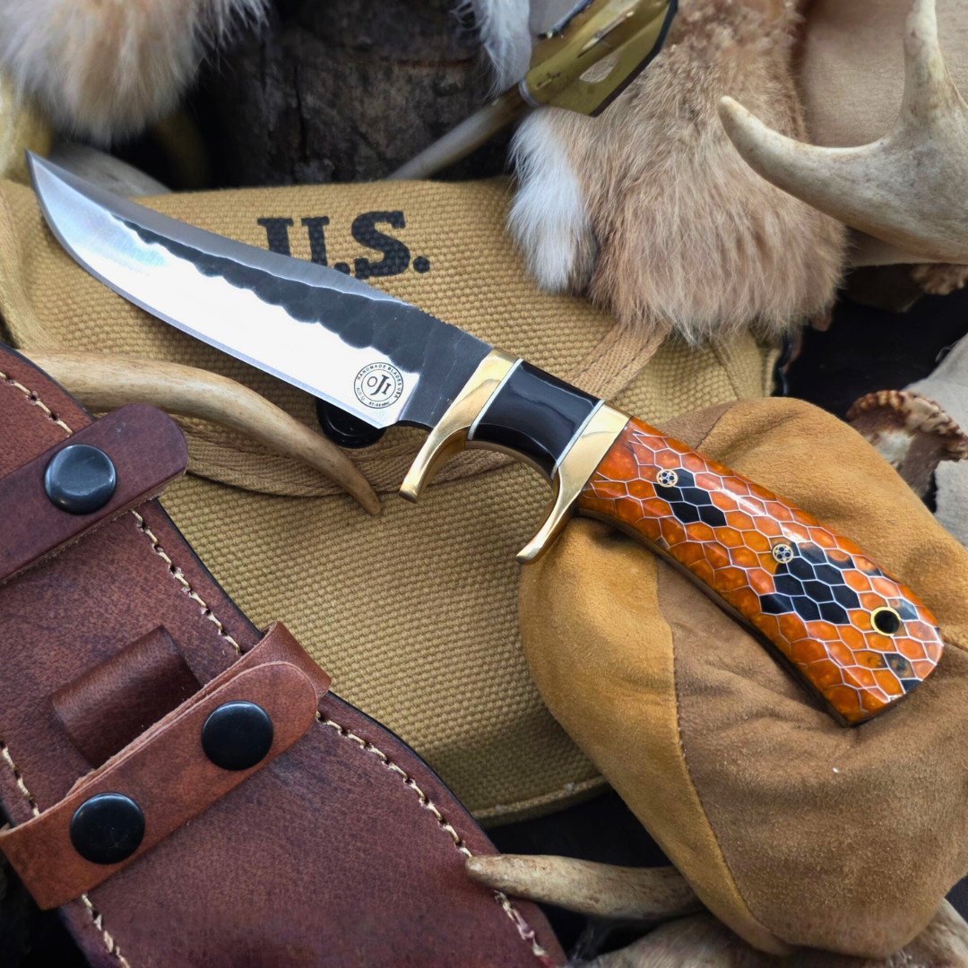 AUS 10 Handmade SUB HILT Brass Bolsters Hunting Survival Knife