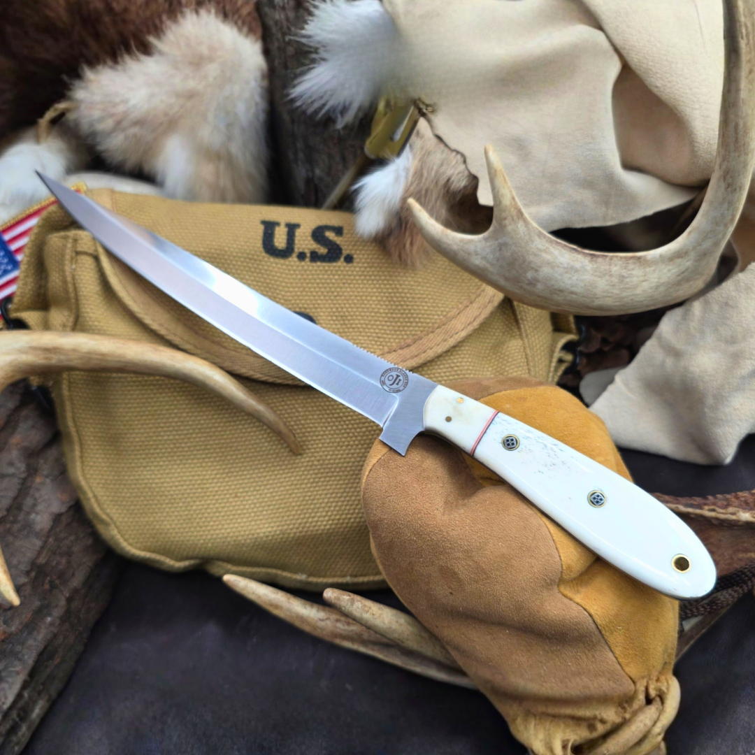 Fillet Knife 440 C Steel White Camel Bone Handle